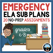 Load image into Gallery viewer, ELA Emergency Sub Plans No-Prep Maternity Leave Lesson Plans | 6th 7th 8th grade
