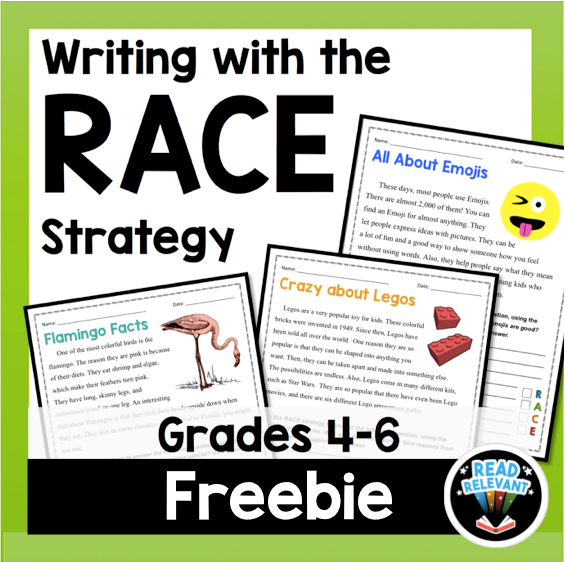 RACE Strategy Writing Worksheet Activity Grades 4-6 FREE