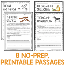 Load image into Gallery viewer, Aesop's Fables Stories and Questions for Theme, Text Evidence, and Connections