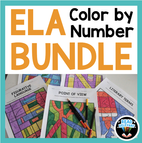 ELA Color by Number Activities Bundle | Figurative Language & more!