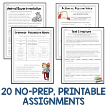 Load image into Gallery viewer, ELA Emergency Sub Plans No-Prep Maternity Leave Lesson Plans | 6th 7th 8th grade