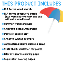 Load image into Gallery viewer, End of the Year Activities for Middle School English Language Arts
