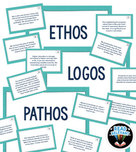 Load image into Gallery viewer, Ethos, Pathos, and Logos Rhetorical Appeals Sort : 50 Card Sorting Activity