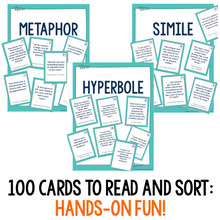 Load image into Gallery viewer, Figurative Language Sort Activity 100 Card Sorting Game Simile, Metaphor & more