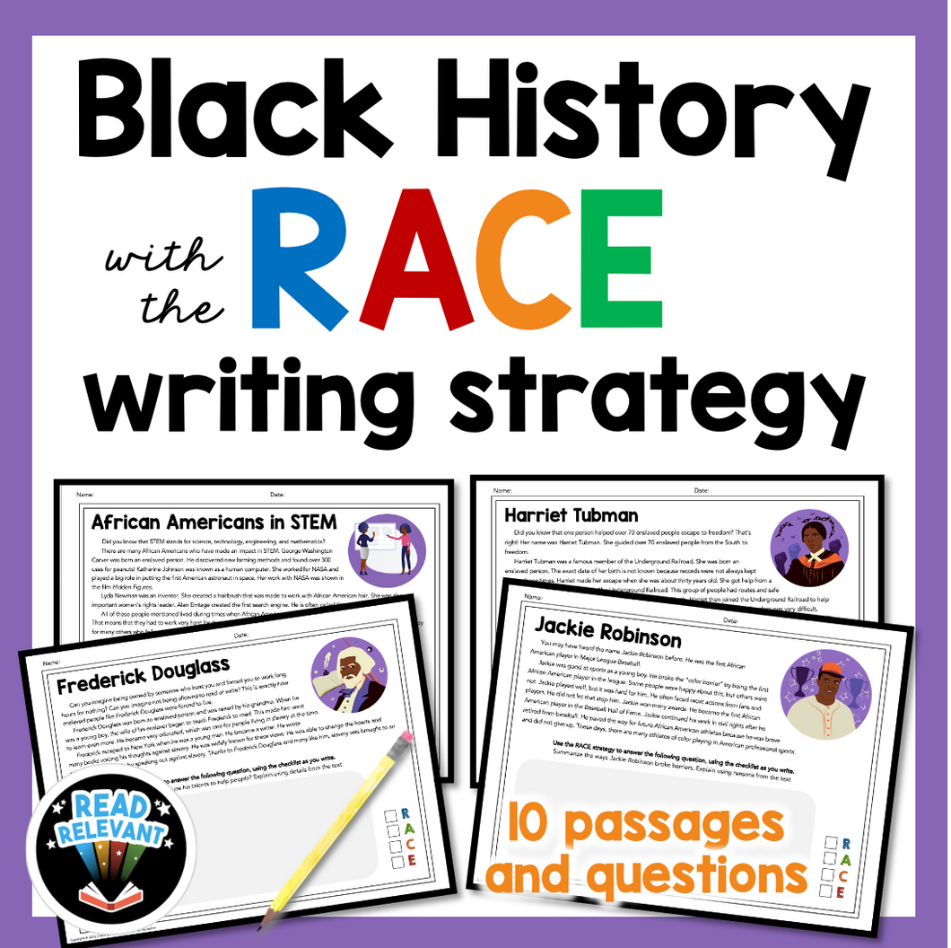 Black History Month RACE Writing Strategy Passages and Questions