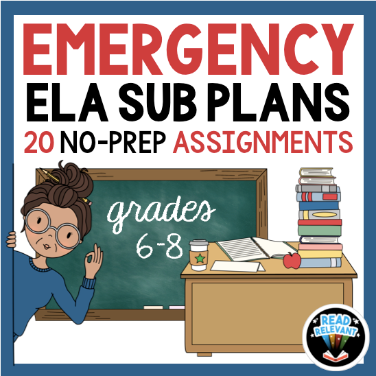 ELA Emergency Sub Plans No-Prep Maternity Leave Lesson Plans | 6th 7th 8th grade