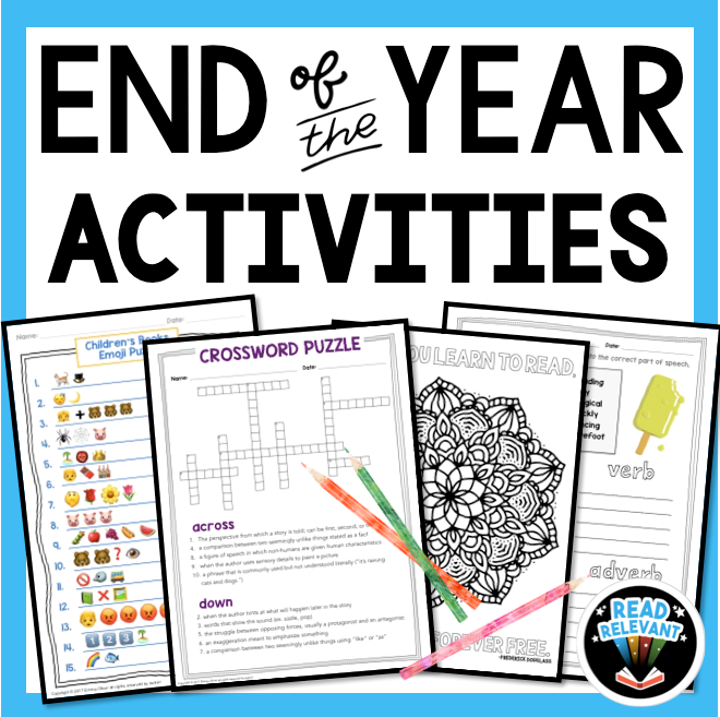 End of the Year Activities for Middle School English Language Arts