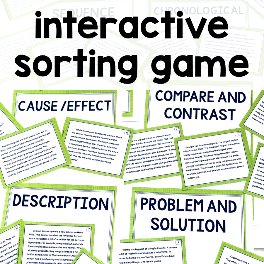 Text Structure Sort : 50 Card Sorting Activity – Read Relevant