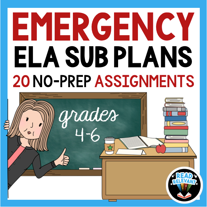 ELA Emergency Sub Plans No-Prep Maternity Leave Lesson Plans | 4th 5th 6th grade