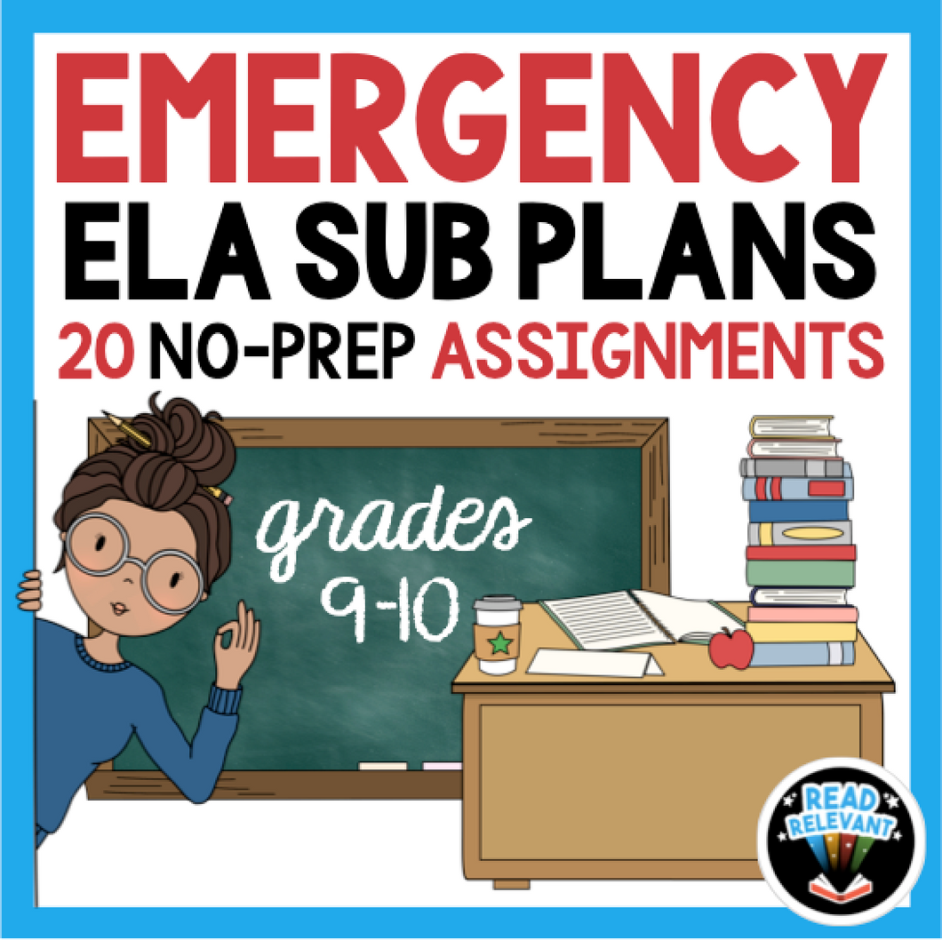 ELA Emergency Sub Plans No-Prep Maternity Leave Lesson Plans | 9th 10th Grade
